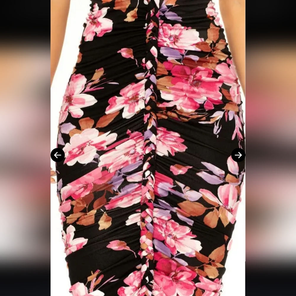 JLUXLABEL Jess Floral Ruched Braided One-Shoulder Midi Dress SzXS  NWT - Picture 5 of 16